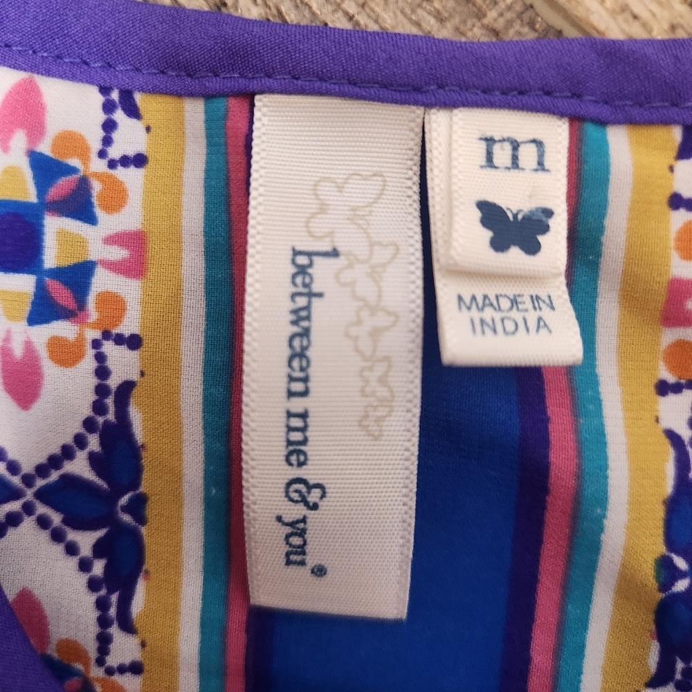 Between Me And You Vibrant Blue and Pink Halter Sheath Tank Top Size: Medium - Picture 2 of 7